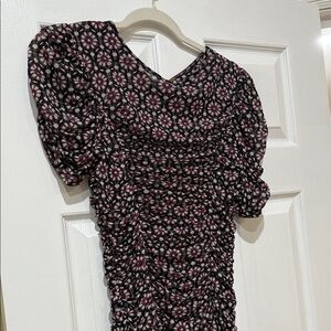 Free People Black and Pink Geometric Long Sleeve Dress